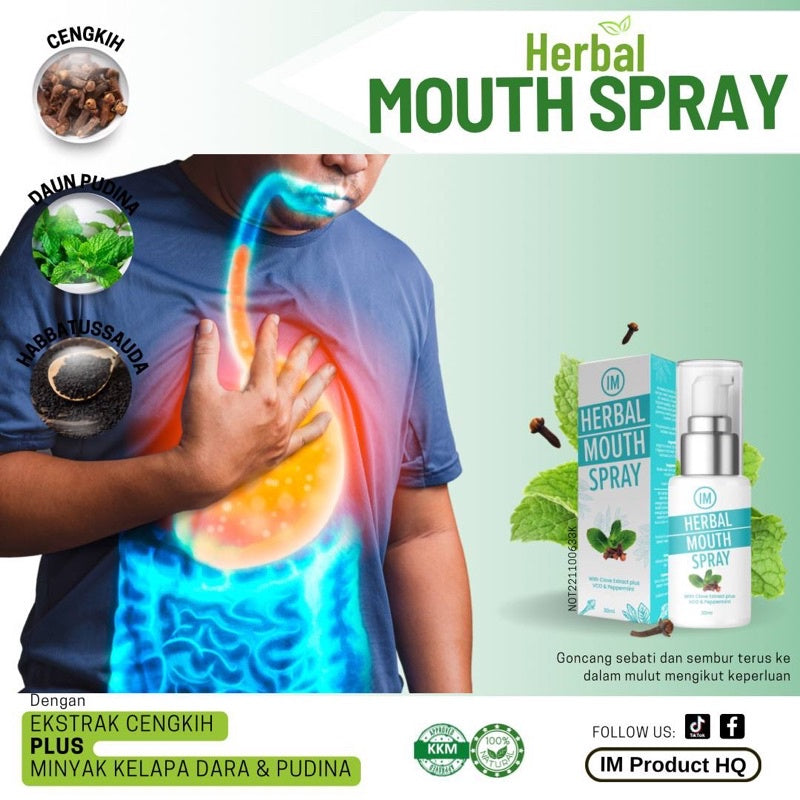 [NUSRAH] Herbal Mouth Spray NR Cengkih, Herba dan pudina Habatussauda lega batuk dan kahak nafas berbau segar