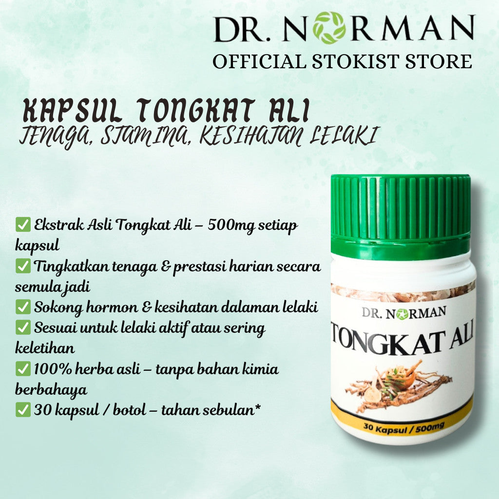 [DR NORMAN] KAPSUL TONGKAT ALI 500MG KESIHATAN LELAKI ASLI TENAGA STAMINA | 30 BIJI