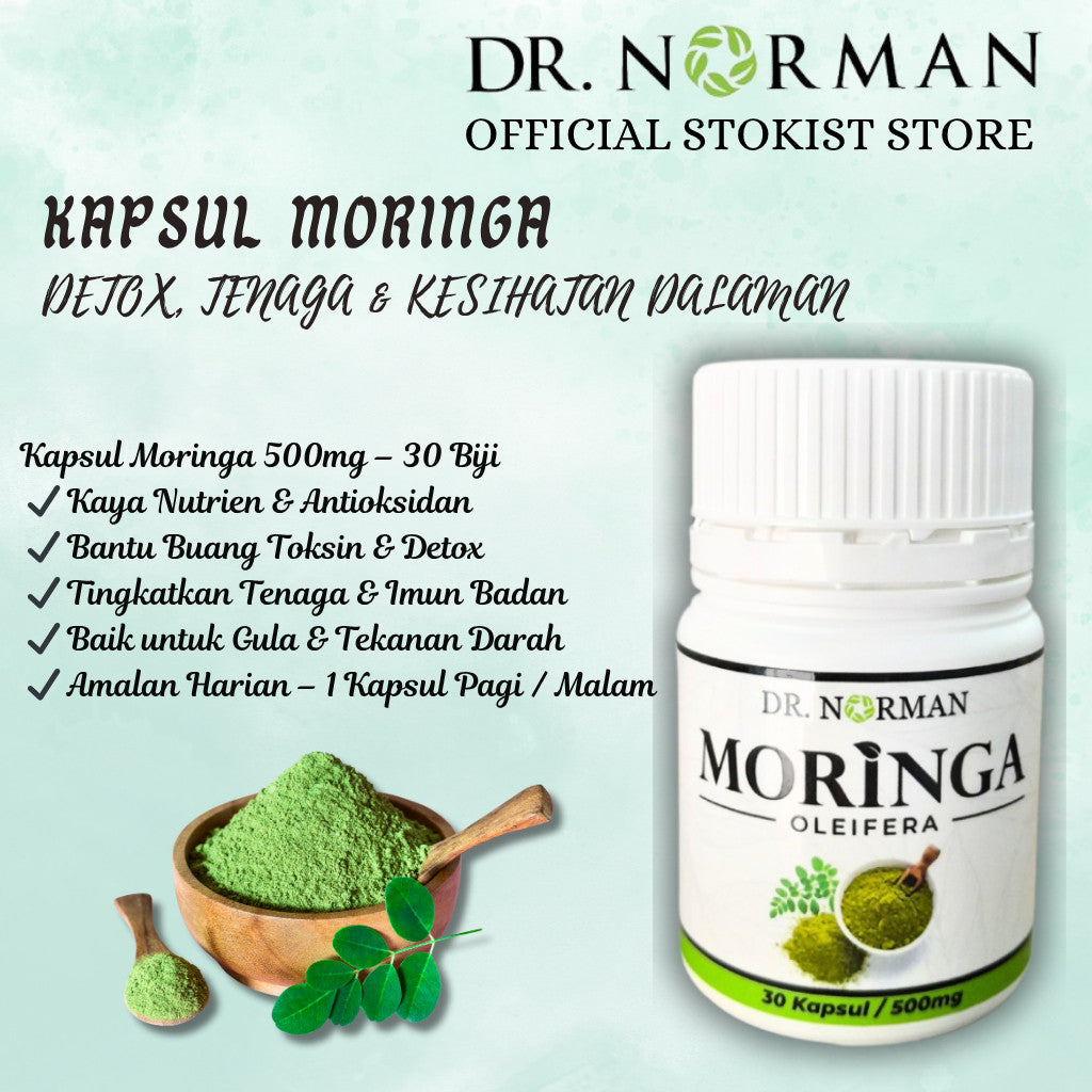 [DR NORMAN] MORINGA OLEIFERA 500MG CAPS– DAUN KELOR ASLI, DETOX, TENAGA & KESIHATAN DALAMAN
