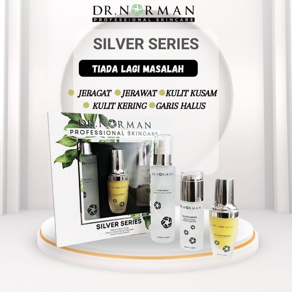 [DR NORMAN] NATURAL SKINCARE SET SILVER SERIES SERUM TONER CLEANSER SUNSCREEN DAY NIGHT EYE CREAM