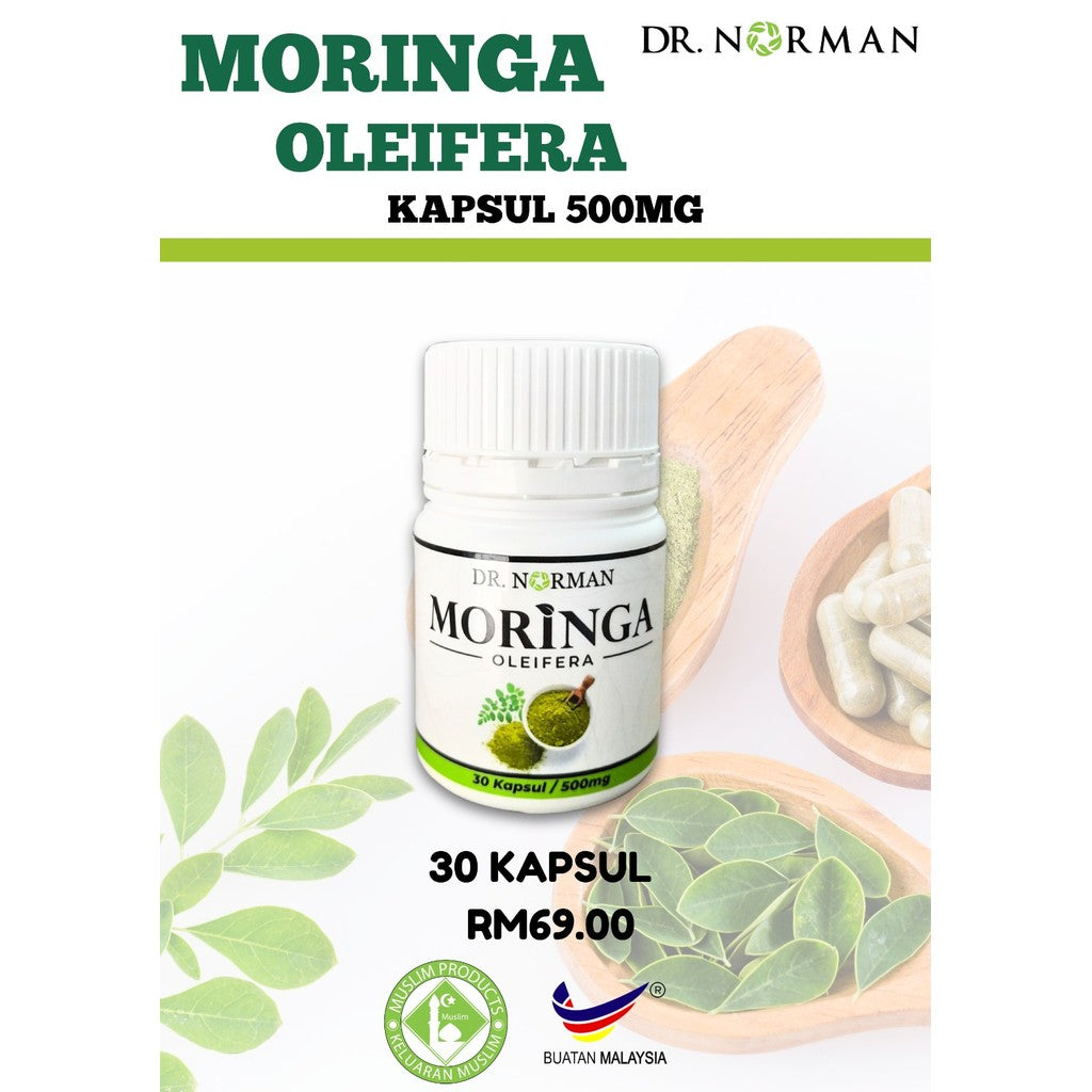 [DR NORMAN] MORINGA OLEIFERA 500MG CAPS– DAUN KELOR ASLI, DETOX, TENAGA & KESIHATAN DALAMAN
