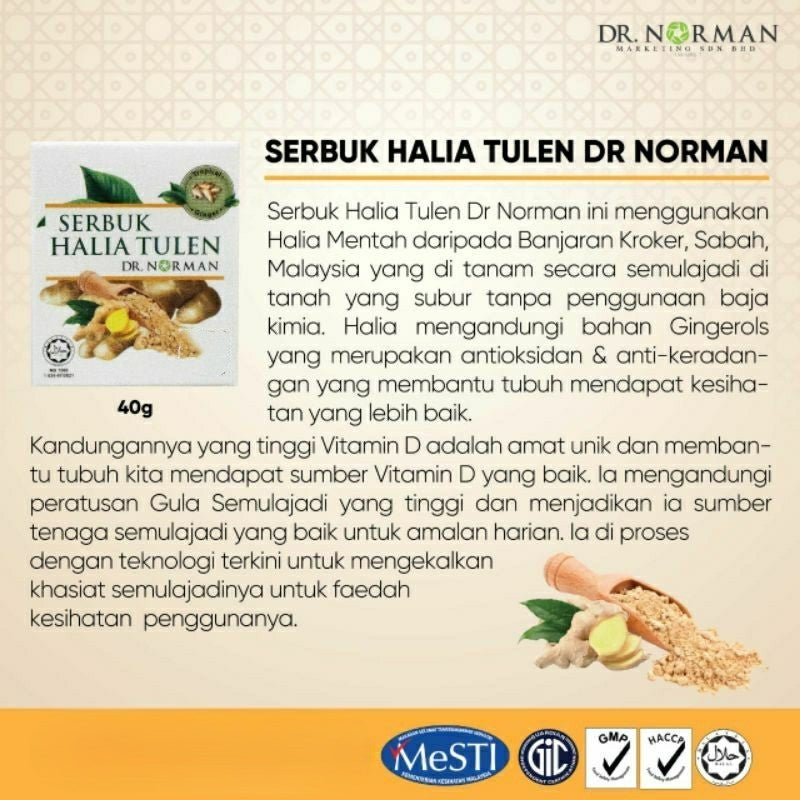 [DR NORMAN] SERBUK HALIA TULEN GINGER POWDER
