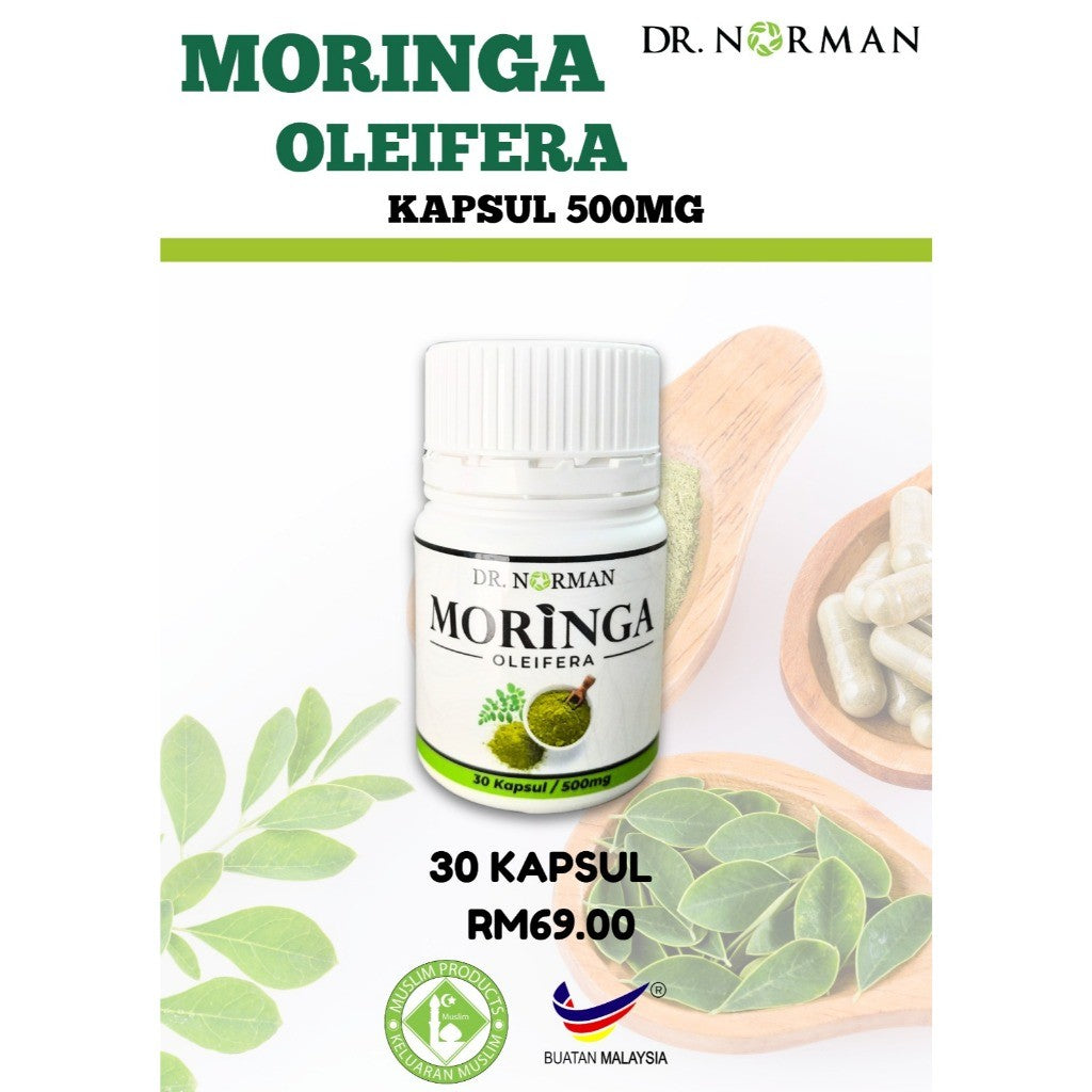 [DR NORMAN] MORINGA OLEIFERA 500MG CAPS– DAUN KELOR ASLI, DETOX, TENAGA & KESIHATAN DALAMAN