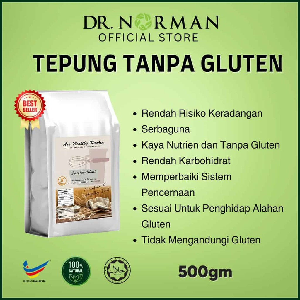 [DR NORMAN] GLUTEN-FREE FLOUR Tepung Tanpa Gluten 500g Gluten-Free Flour Tepung Gandum sihat