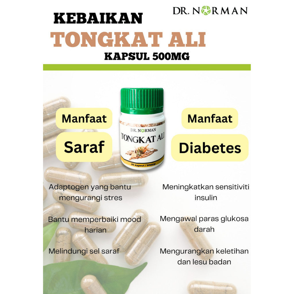 [DR NORMAN] KAPSUL TONGKAT ALI 500MG KESIHATAN LELAKI ASLI TENAGA STAMINA | 30 BIJI