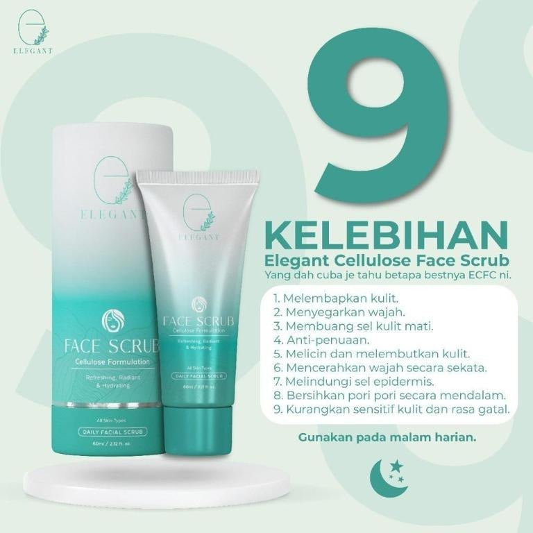[ELEGANT] CELLULOSE FACE SCRUB (ECFS) Exfoliate Scrub Pori anti jerawat & penuaan deep cleansing