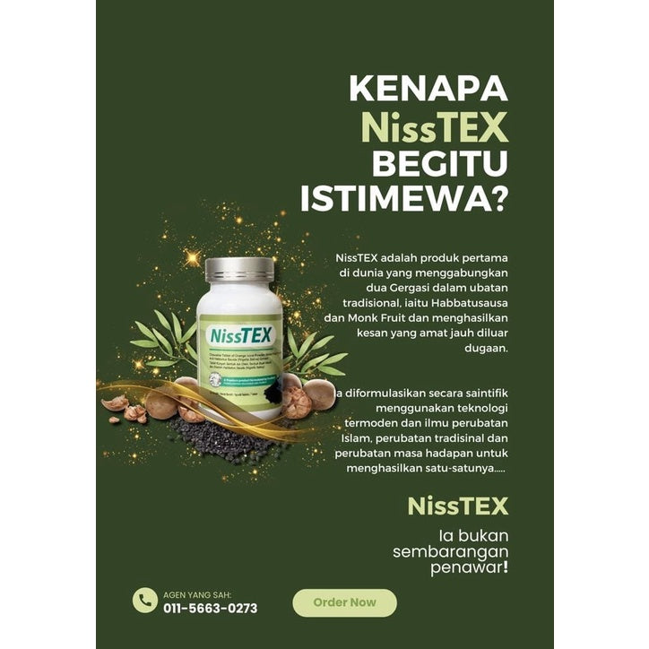 NissTEX Habbatus Sauda (Nigella Sativa), Monk Fruit By Prof Mus KESIHATAN MENYELURUH