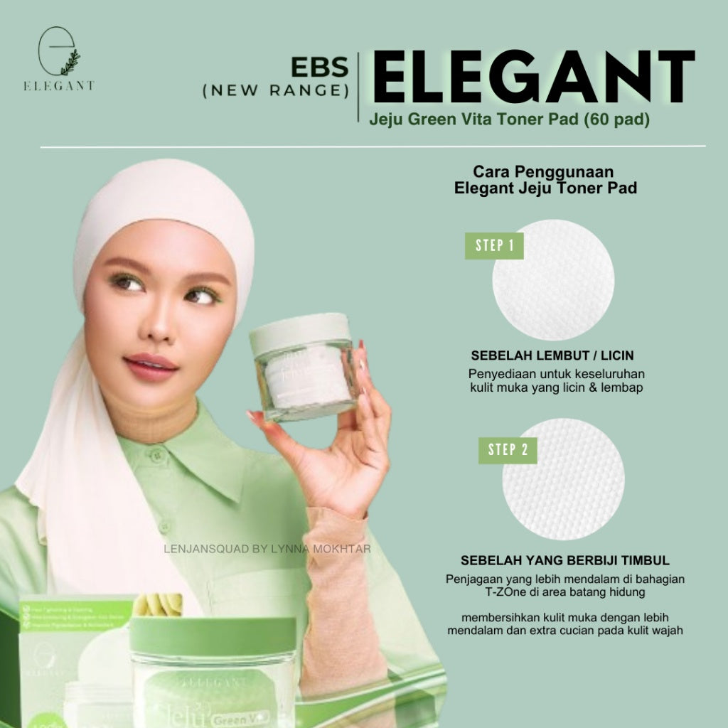 [ELEGANT] JEJU GREEN VITA TONER PAD New Range Green Tea Extract | Jeju Cleanser EJC