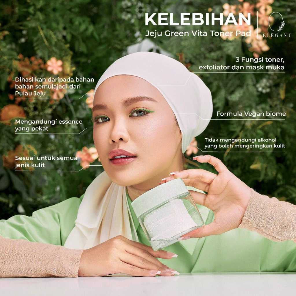 [ELEGANT] JEJU GREEN VITA TONER PAD New Range Green Tea Extract | Jeju Cleanser EJC