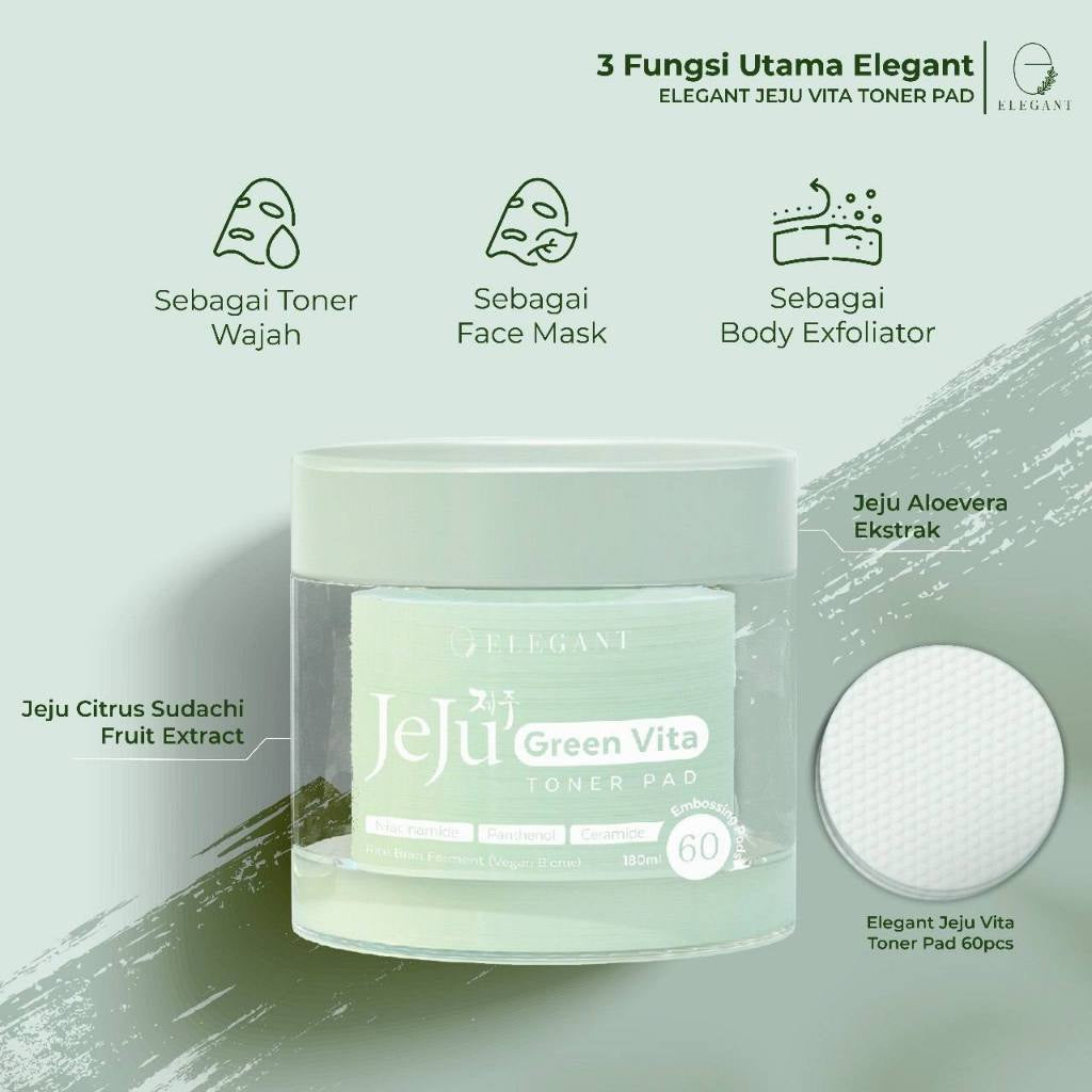 [ELEGANT] JEJU GREEN VITA TONER PAD New Range Green Tea Extract | Jeju Cleanser EJC