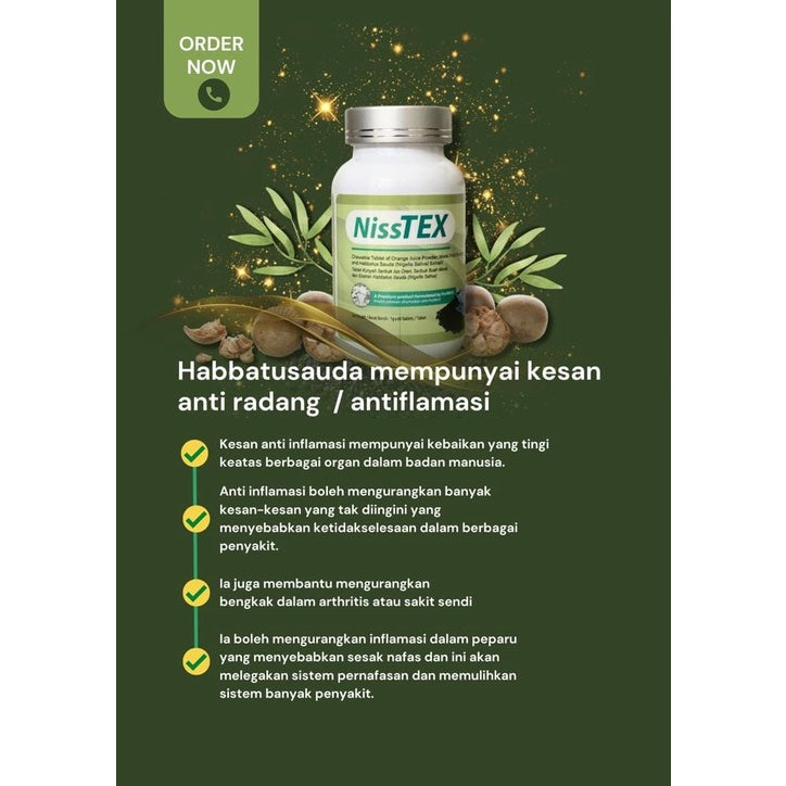 NissTEX Habbatus Sauda (Nigella Sativa), Monk Fruit By Prof Mus KESIHATAN MENYELURUH