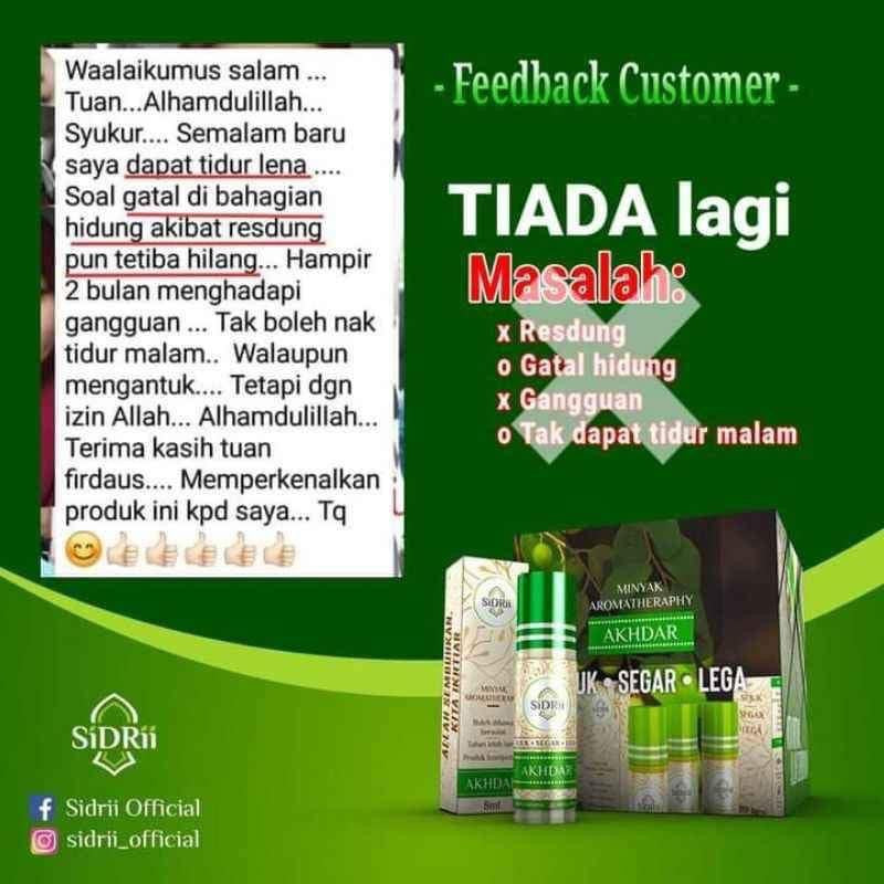 [Wholesale Jimat] SIDRII AKHDAR RUKYAH MINYAK ANGIN / SIDRI Urut Aromaterapi gangguan pening loya