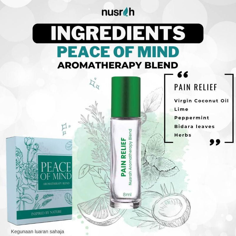 [NUSRAH] PEACE OF MIND Aromatherapy Blend -Pain Release (Peppermint Lime) & Mood Booster Combo (Rose Lavender)