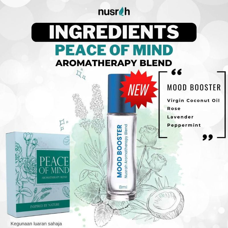 [NUSRAH] PEACE OF MIND Aromatherapy Blend -Pain Release (Peppermint Lime) & Mood Booster Combo (Rose Lavender)