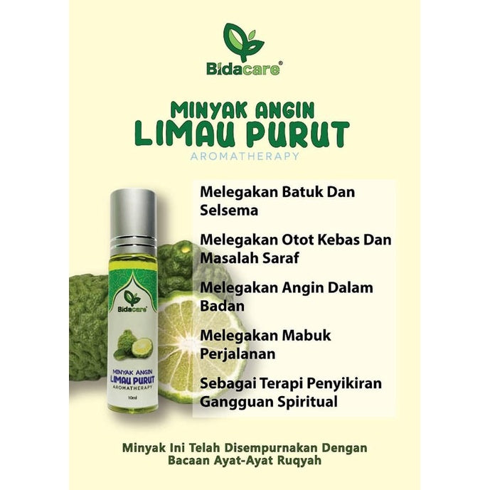 [BIDACARE] MINYAK ANGIN LIMAU PURUT Roll On 10ml Harum Lega loya pening kepala kembung