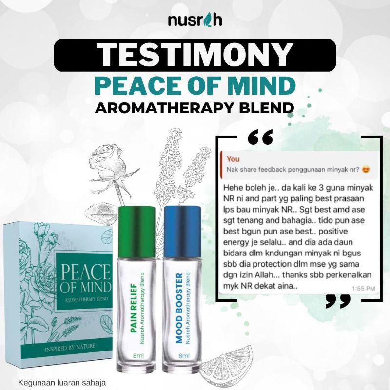 [NUSRAH] PEACE OF MIND Aromatherapy Blend -Pain Release (Peppermint Lime) & Mood Booster Combo (Rose Lavender)