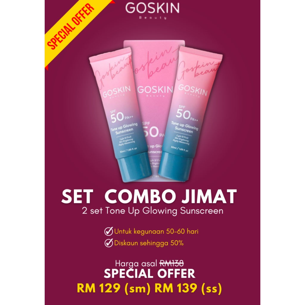 [GOSKIN BEAUTY] [COMBO] BEAUTY TONE UP GLOWING SUNSCREEN MAGICAL SERUM CLEANSER KULIT