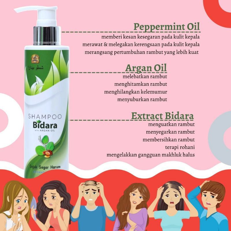 [BIDACARE] SHAMPOO BIDARA WITH ARGAN OIL 200ML Kesihatan kepala rambut cantik mood baik