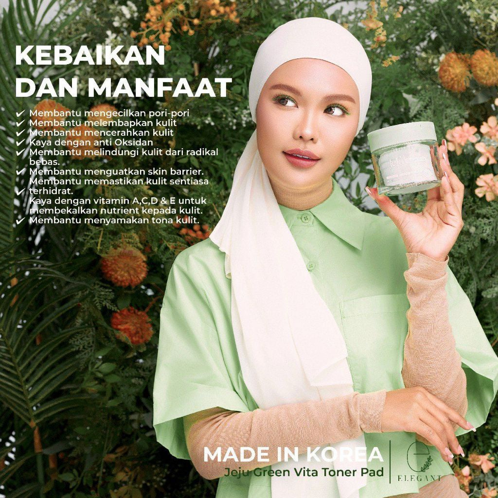 [ELEGANT] JEJU GREEN VITA TONER PAD New Range Green Tea Extract | Jeju Cleanser EJC