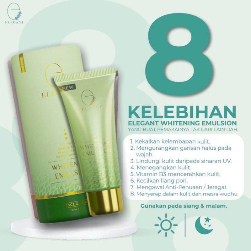 [ELEGANT] WHITENING EMULSION EWE SUNSCREEN SPF50++ 60ml | EBS Brightening Glowing Sunscreen 30ml