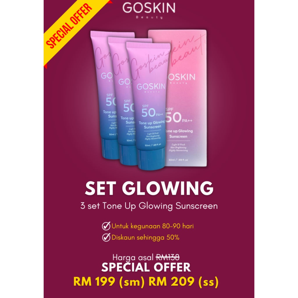 [GOSKIN BEAUTY] [COMBO] BEAUTY TONE UP GLOWING SUNSCREEN MAGICAL SERUM CLEANSER KULIT
