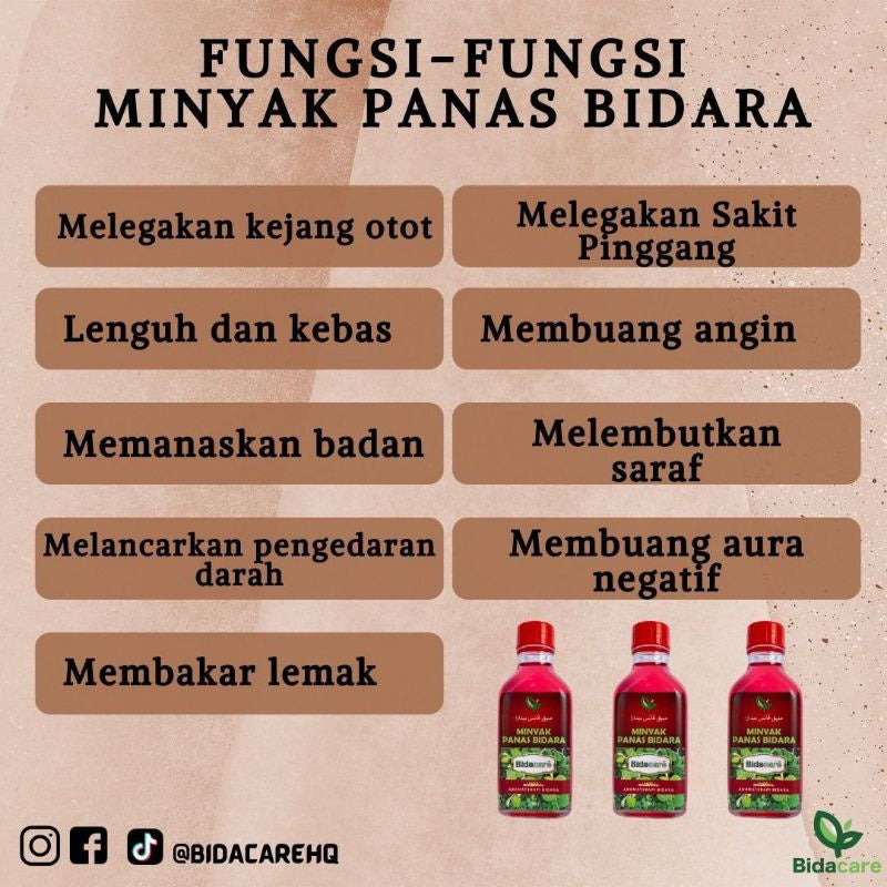 [BIDACARE] MINYAK PANAS BIDARA HOT Daun Bidara Cili Gunung Pala | Sakit urat otot kebas angin 30ml
