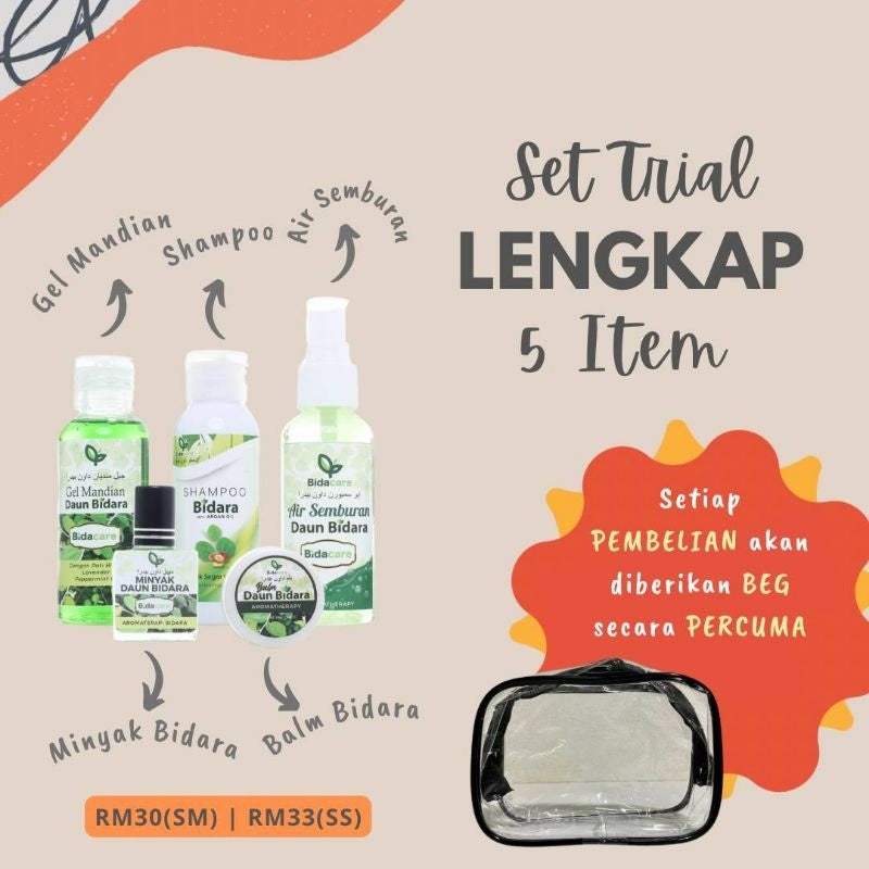 [BIDACARE] SET TRAVEL Mandian lengkap aromaterapi bidara rawatan rukyah Balm Shampoo Mandian Semburan