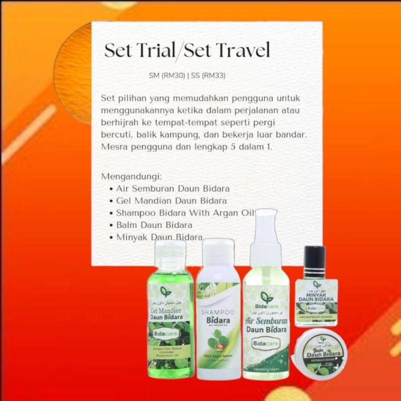 [BIDACARE] SET TRAVEL Mandian lengkap aromaterapi bidara rawatan rukyah Balm Shampoo Mandian Semburan