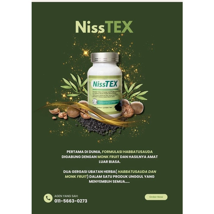 NissTEX Habbatus Sauda (Nigella Sativa), Monk Fruit By Prof Mus KESIHATAN MENYELURUH