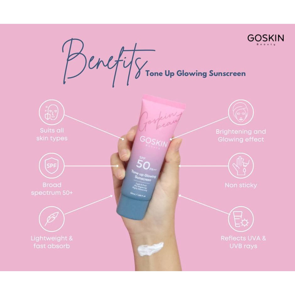 [GOSKIN BEAUTY] [COMBO] BEAUTY TONE UP GLOWING SUNSCREEN MAGICAL SERUM CLEANSER KULIT
