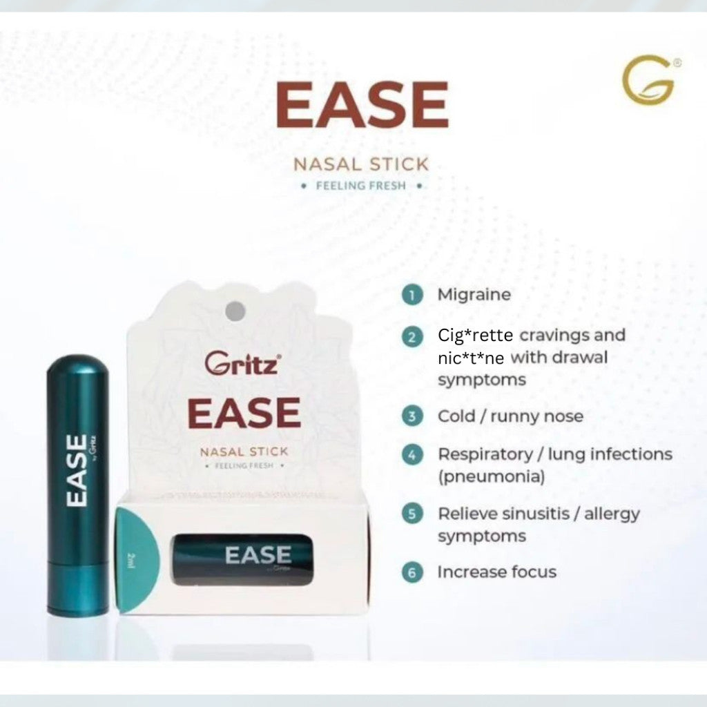 [GRITZ] EASE - Nasal Stick Essential Oil Aromatherapy Inhaler Stop Smoking Henti Rokok Sinus | Chillex