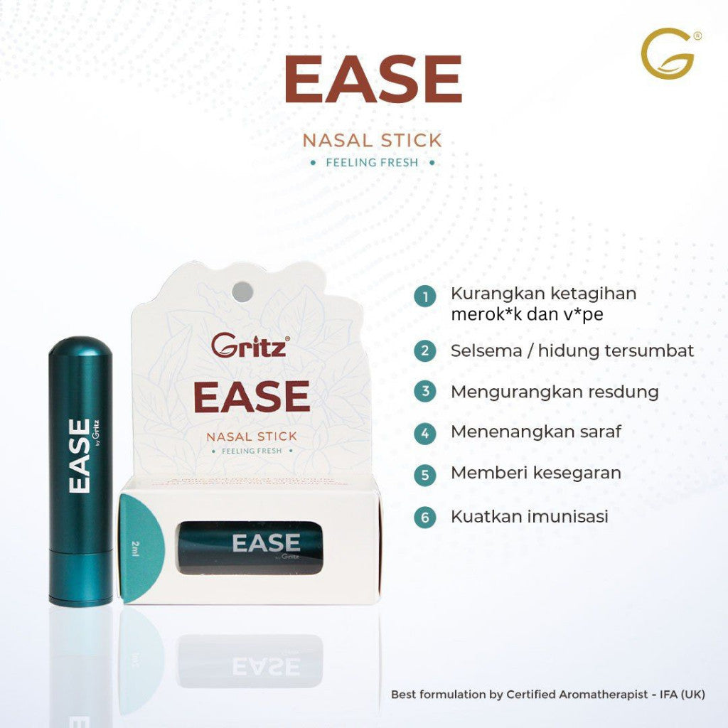 [GRITZ] EASE - Nasal Stick Essential Oil Aromatherapy Inhaler Stop Smoking Henti Rokok Sinus | Chillex
