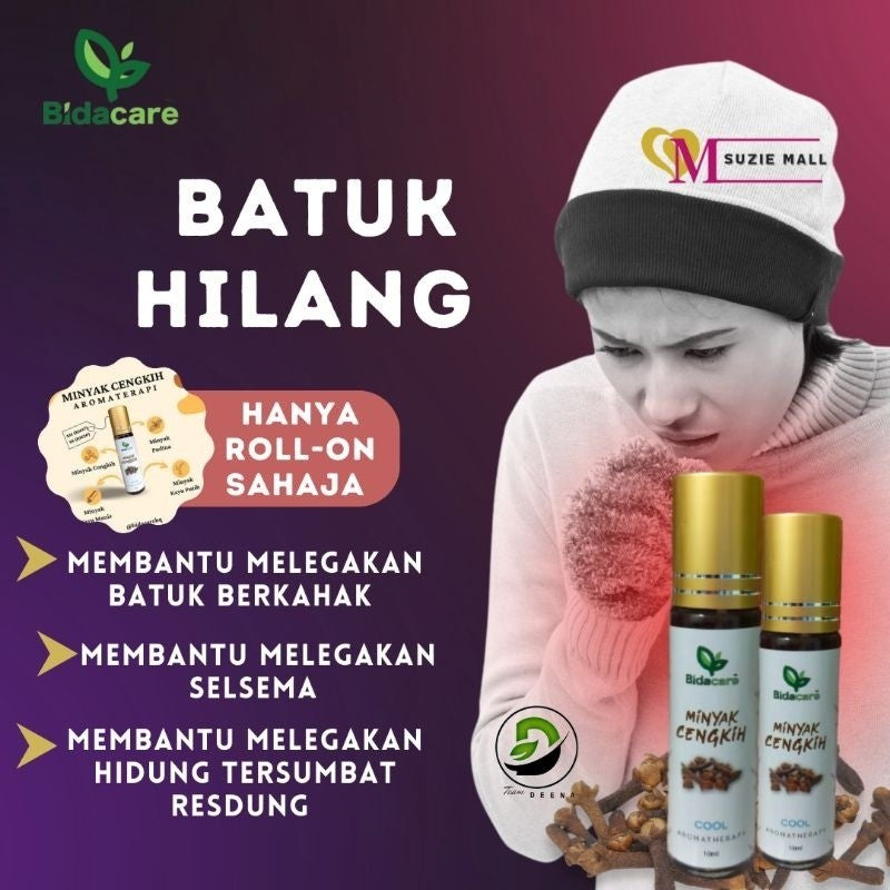 [BIDACARE] MINYAK CENGKIH ROLL ON Aroma Sebenar Cengkih Kayu Manis Melegakan batuk selsema angin