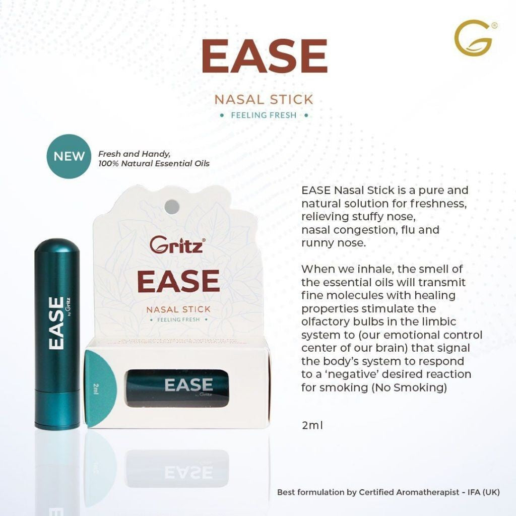 [GRITZ] EASE - Nasal Stick Essential Oil Aromatherapy Inhaler Stop Smoking Henti Rokok Sinus | Chillex