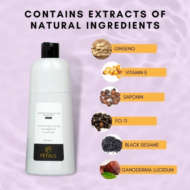 [PETALS] SYAMPOO RAMBUT HALAL HAIR COLOR SHAMPOO 15 MINIT WARNA TUTUP UBAN INAI HITAMKAN HENNA