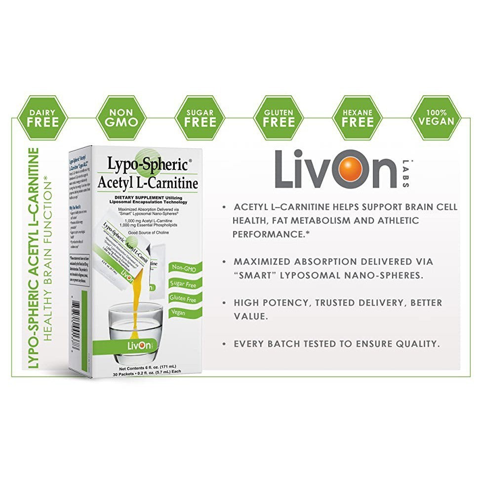 [LIVON LABS] Lypo-Spheric Liposomal Acetyl L-Carnitine ALCAR USA for brain and nerve support