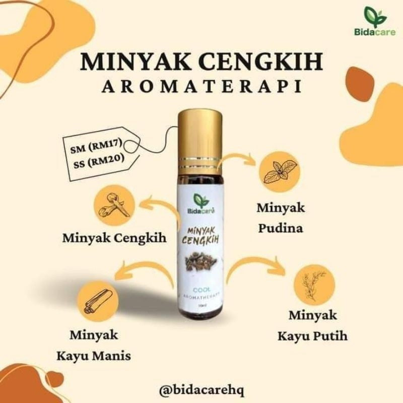 [BIDACARE] MINYAK CENGKIH ROLL ON Aroma Sebenar Cengkih Kayu Manis Melegakan batuk selsema angin