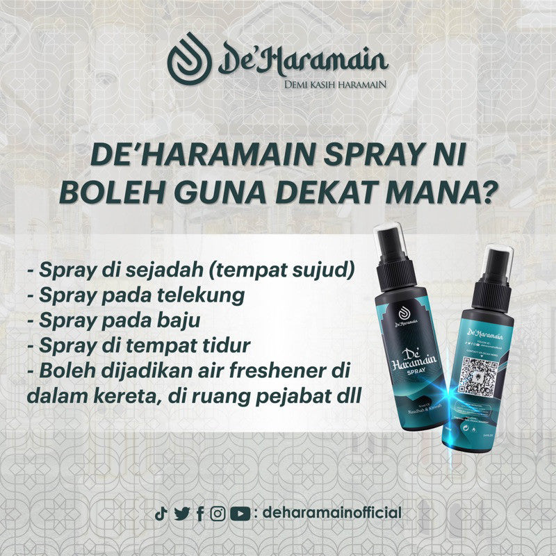 [DE'HARAMAIN] Deharamain De Haramain Spray Wangian Raudhah | Kasturi Sejadah Jubah Rumah Kereta