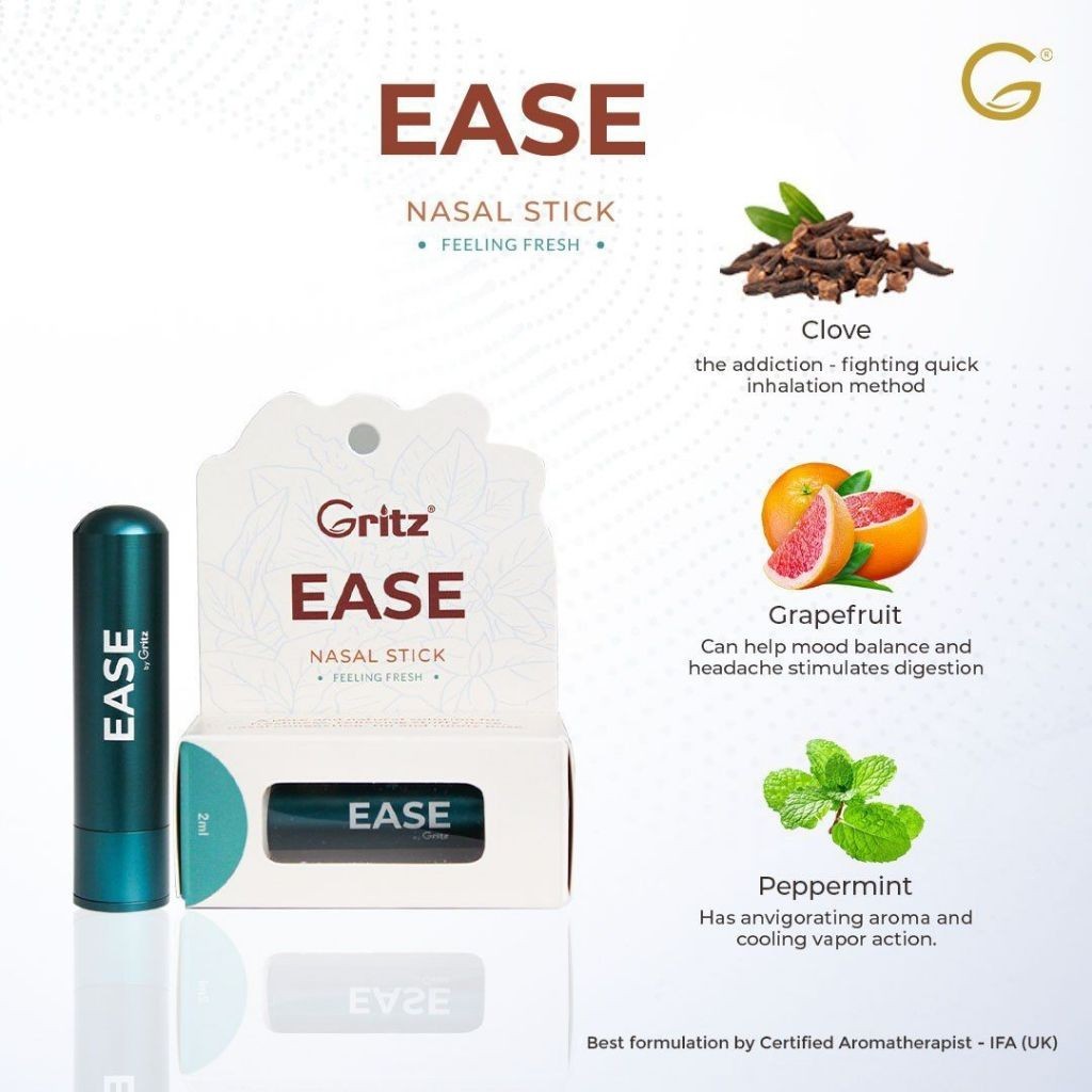[GRITZ] EASE - Nasal Stick Essential Oil Aromatherapy Inhaler Stop Smoking Henti Rokok Sinus | Chillex
