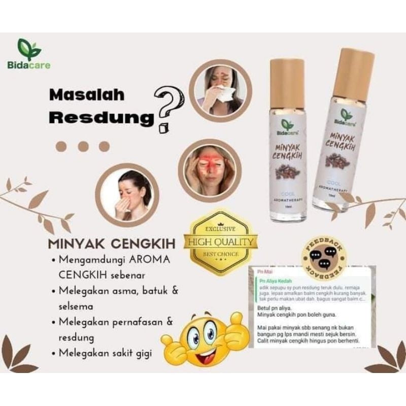 [BIDACARE] MINYAK CENGKIH ROLL ON Aroma Sebenar Cengkih Kayu Manis Melegakan batuk selsema angin