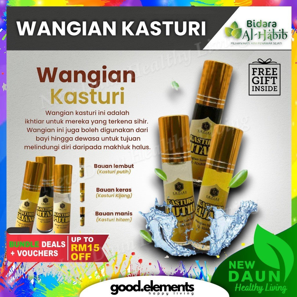 [BIDARA AL-HABIB] Minyak Wangi Kasturi Kijang Hitam Putih Wangian Perfume Halal Sah Solat Alhabib
