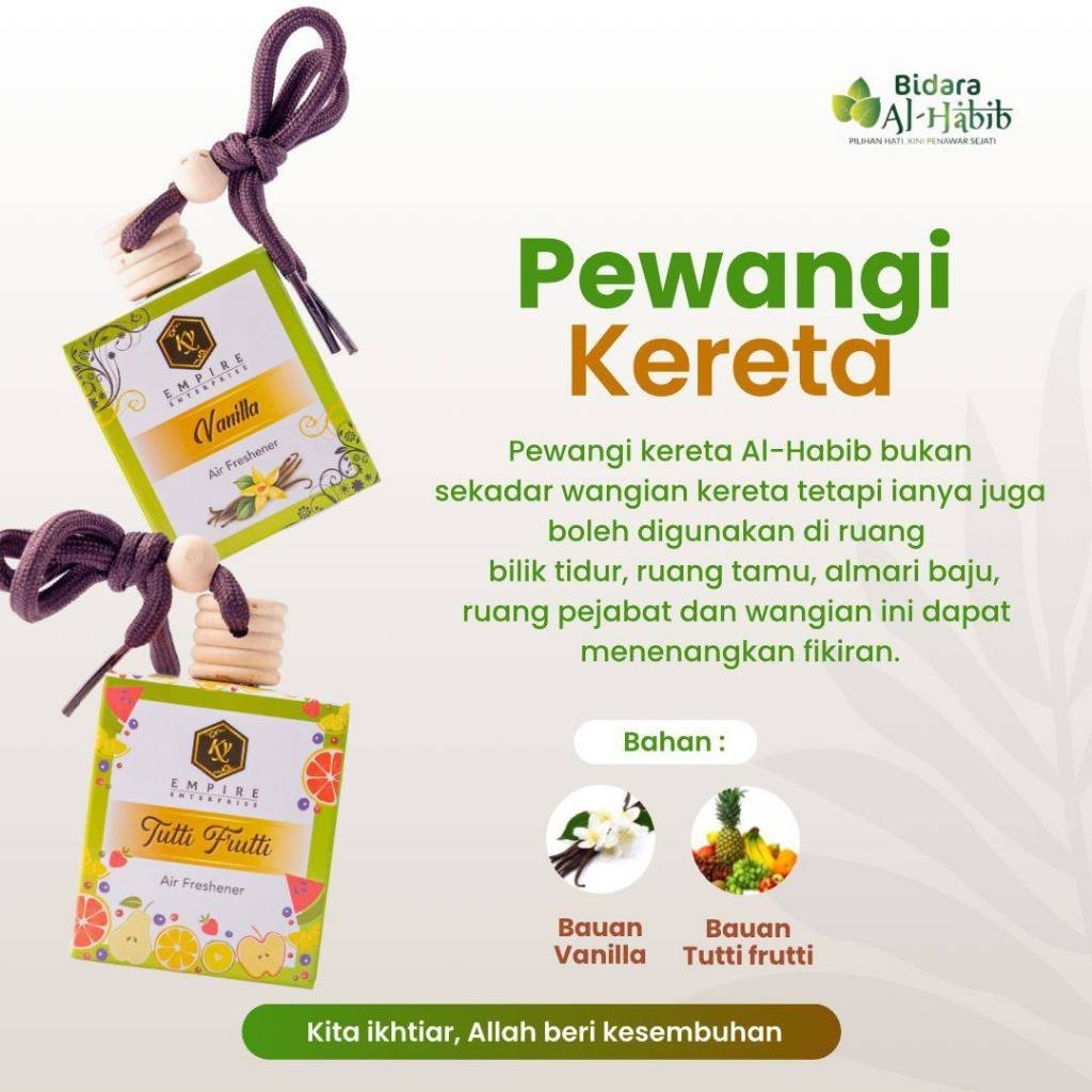 [BIDARA AL-HABIB] Car Perfume Pewangi Kereta Alhabib aromaterapi Vanilla Tutti Frutti bacaan Quran