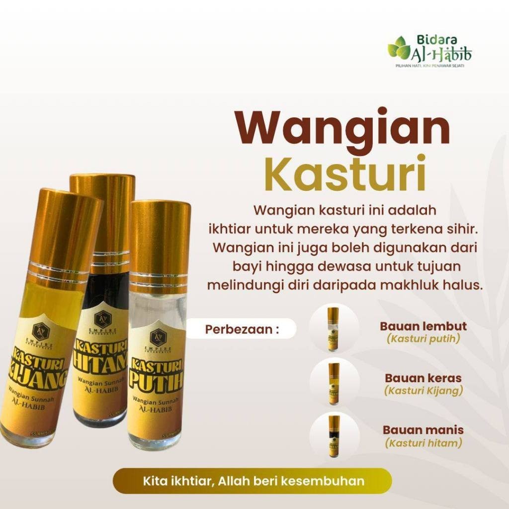[BIDARA AL-HABIB] Minyak Wangi Kasturi Kijang Hitam Putih Wangian Perfume Halal Sah Solat Alhabib