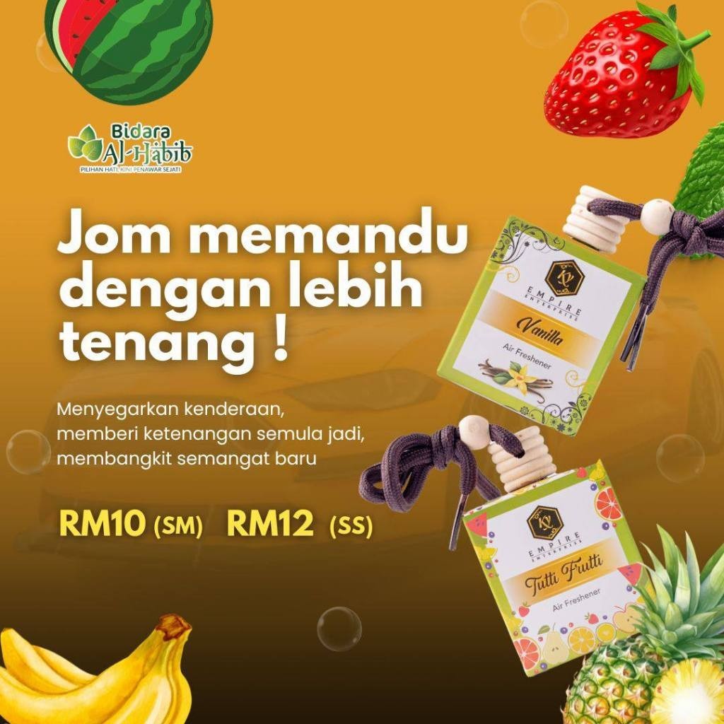 [BIDARA AL-HABIB] Car Perfume Pewangi Kereta Alhabib aromaterapi Vanilla Tutti Frutti bacaan Quran