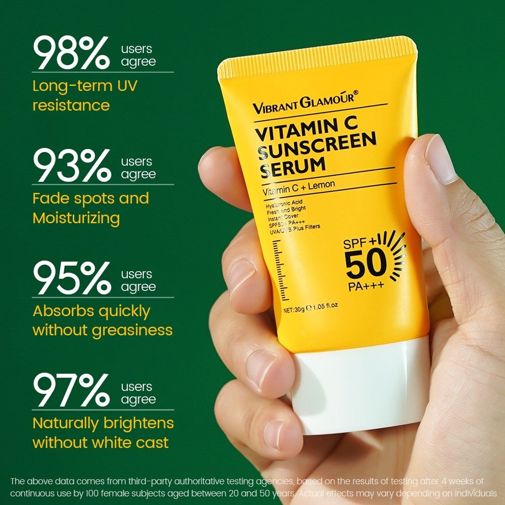 [VIBRANT GLAMOUR] Vitamin C Sunscreen Serum SPF 50+ PA+++ UVA/UVB Sunblock 3X Ceramide