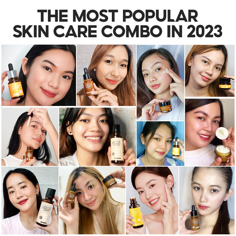 [FULL SET] [VIBRANT GLAMOUR] Retinol Vitamin C Face Cream Serum Essence Toner Set Anti-aging Whitening