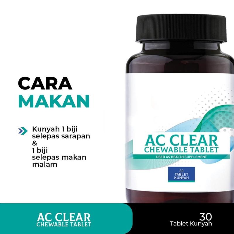[SEJAGAT GLOBAL]  AC Clear - 30 TABLET KUNYAH Kulit Cerah Hapus Jeragat