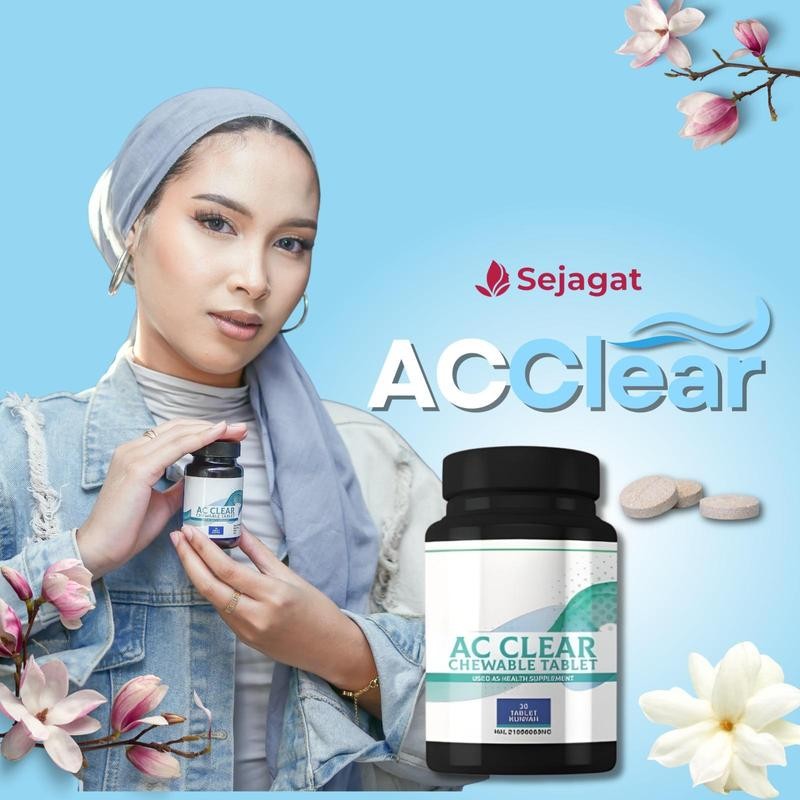[SEJAGAT GLOBAL]  AC Clear - 30 TABLET KUNYAH Kulit Cerah Hapus Jeragat