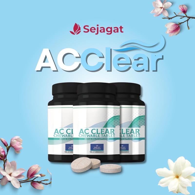 [SEJAGAT GLOBAL]  AC Clear - 30 TABLET KUNYAH Kulit Cerah Hapus Jeragat