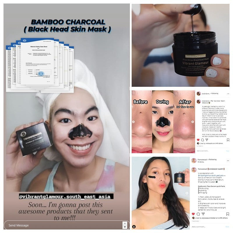 [VIBRANT GLAMOUR] BLACKHEAD MASK REMOVER Bamboo Charcoal Peel-Off Acne